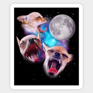 Three Chihuahuas Howl at the Moon Sticker